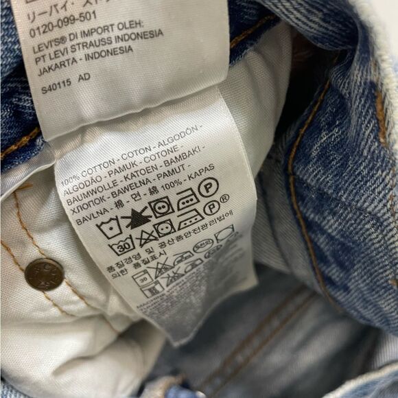 Levi's 501 Skinny Selvedge Cut Off Denim Jean Shorts Women Size 27 Light Blue - Picture 10 of 11